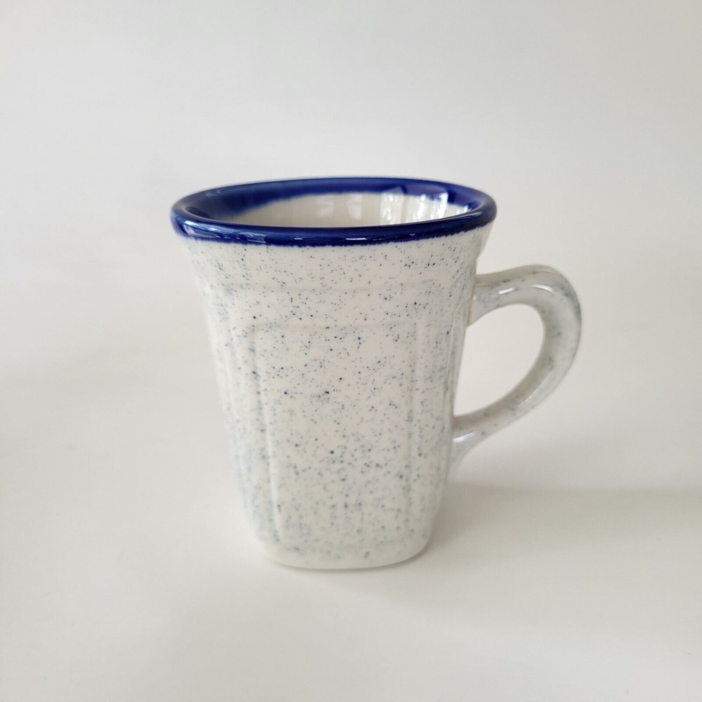 Vintage Syracuse China Brighton Bay Coffee Mug Cup Blue Trim Speckled 1976